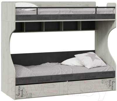 Двухъярусная кровать ТриЯ Оксфорд-2 ТД-399.11.01 (матера/дуб крафт белый с рисунком)