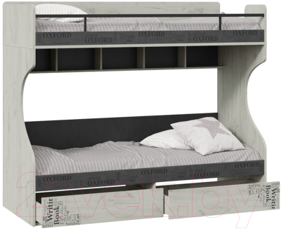 Двухъярусная кровать ТриЯ Оксфорд-2 ТД-399.11.01 (матера/дуб крафт белый с рисунком)