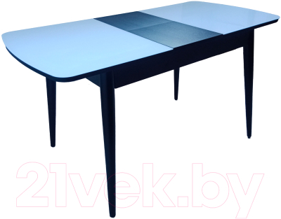 Обеденный стол Васанти Плюс БРФ 100/132x60/1Р (белый глянец/черный)