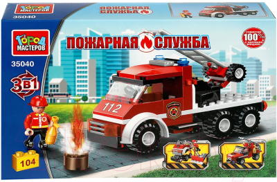 Конструктор Город мастеров Пожарная машина с лестницей / 35040-CG