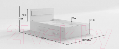 Двуспальная кровать Mio Tesoro Абрау с ящиками 160x200 (белый)