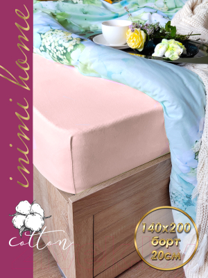 Простыня Luxsonia Трикотаж на резинке 140x200 / Мр0010-5 (розовый)