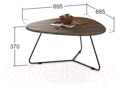 Журнальный столик Мебелик Лючия 7101 (мускатный орех/черный)