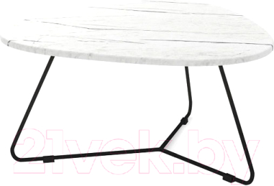 Журнальный столик Мебелик Лючия 7101 (белый мрамор/черный)