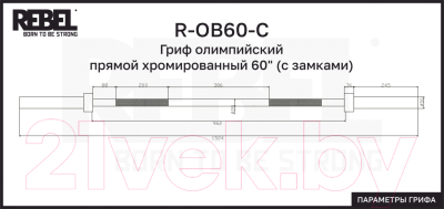 Гриф для штанги REBEL R-OB60-C