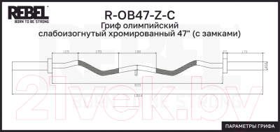 Гриф для штанги REBEL R-OB47-Z-C