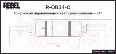 Гриф для штанги REBEL R-OB34-С