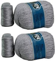 Набор пряжи для вязания ХоббиБум Пух норки / 802 (2 мотка, серый) - 