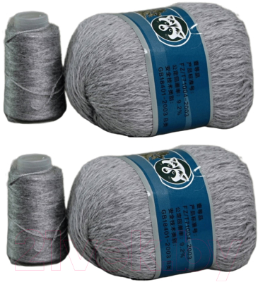 Набор пряжи для вязания ХоббиБум Пух норки / 802 (2 мотка, серый)