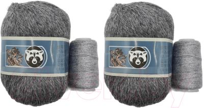 Набор пряжи для вязания ХоббиБум Пух норки / 803 (2 мотка, серый меланж)