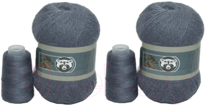 Набор пряжи для вязания ХоббиБум Пух норки / 804 (2 мотка, темно-серый)
