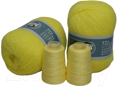 Набор пряжи для вязания ХоббиБум Пух норки / 824 (2 мотка, желтый)