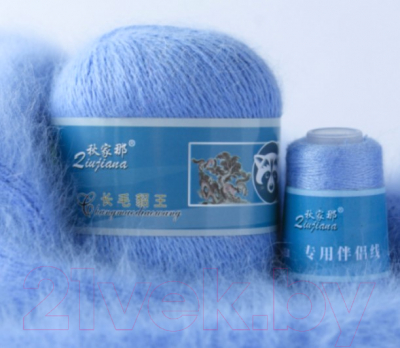 Набор пряжи для вязания ХоббиБум Пух норки / 825 (2 мотка, голубой)
