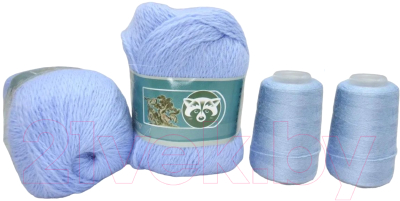 Набор пряжи для вязания ХоббиБум Пух норки / 825 (2 мотка, голубой)