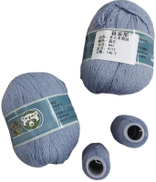 Набор пряжи для вязания ХоббиБум Пух норки / 847 (2 мотка, серый/голубой) - 