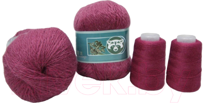 Набор пряжи для вязания ХоббиБум Пух норки / 853 (2 мотка, темно-розовый)