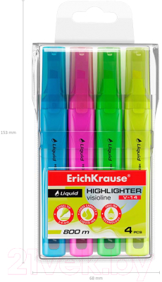 Набор маркеров Erich Krause Liquid Visioline V-14 Neon / 58359 (4цв)