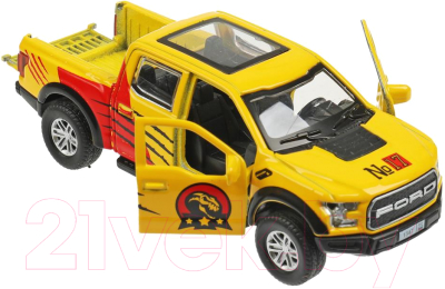 Автомобиль игрушечный Технопарк Ford F150 Raptor Динозавры / F150RAP-12DIN-YE (желтый)