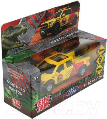 Автомобиль игрушечный Технопарк Ford F150 Raptor Динозавры / F150RAP-12DIN-YE (желтый)