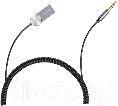 Bluetooth адаптер для автомобиля Hoco DUP02 с кабелем AUX-USB (черный)