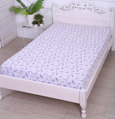 Изображение товара Простыня Luxsonia Трикотаж на резинке 120x200 / 2230 (лаванда б/з)