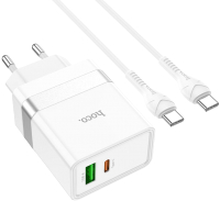 Зарядное устройство сетевое Hoco N21 + кабель Type-C to Type-C (белый) - 