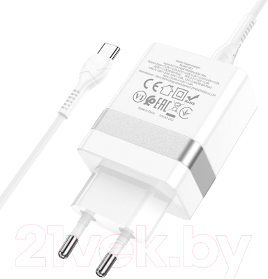Зарядное устройство сетевое Hoco N21 + кабель Type-C to Type-C (белый)