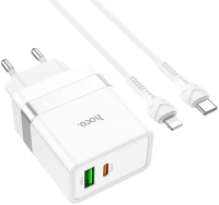 Зарядное устройство сетевое Hoco N21 Pro + кабель Type-C to Lightning (белый) - 