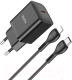 Зарядное устройство сетевое Hoco N27 + кабель Lightning to Type-C (черный) - 