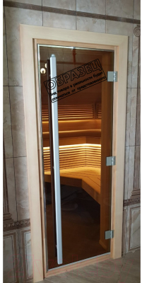Стеклянная дверь для бани/сауны Doorwood Престиж 70x190 / DW03503 (графит матовый)