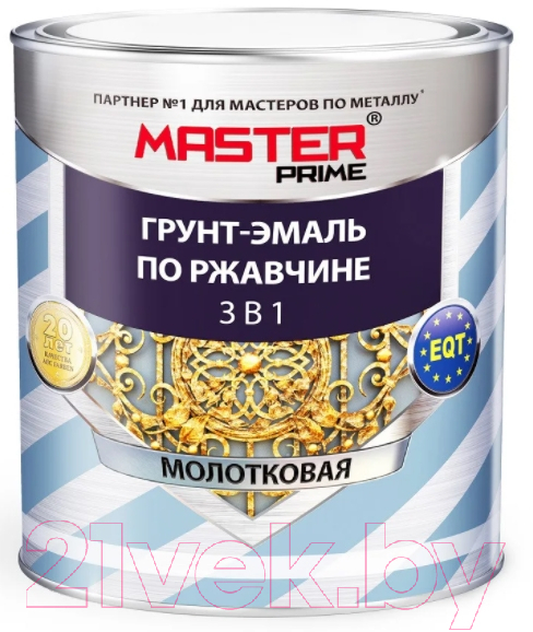 Грунт-эмаль Master Prime Молотковая 3 в 1 (2л, вишневый) — фото 1