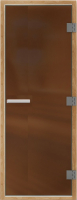 Стеклянная дверь для бани/сауны Doorwood Престиж Лайт 70x190 (бронза матовая, горизонтальная ручка) - 