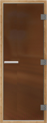 Стеклянная дверь для бани/сауны Doorwood Престиж Лайт 70x190 (бронза матовая, горизонтальная ручка)