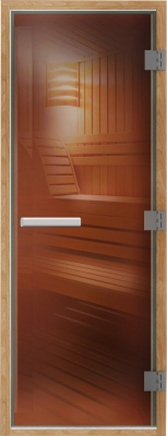 Стеклянная дверь для бани/сауны Doorwood Престиж Лайт 70x190 (бронза, горизонтальная ручка)