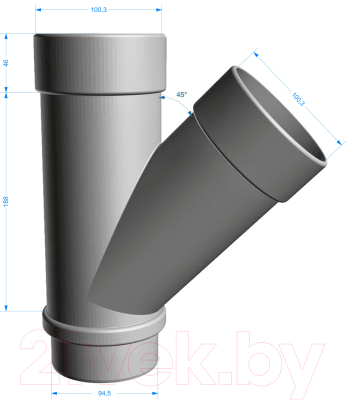 Тройник для водосточной трубы Docke Lux 45 градусов PVLE-1086 (графит)