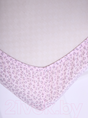 Простыня Luxsonia Трикотаж на резинке 140x200 / 2418 (цветочный розовый)