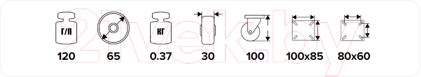 Комплект колес для тележки складской Tellure Rota 685100K2