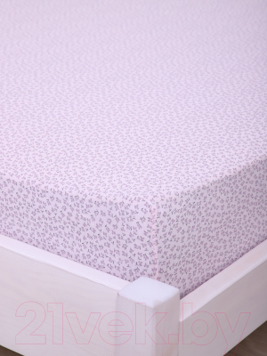Простыня Luxsonia Трикотаж на резинке 160x200 / 2418 (цветочный розовый)