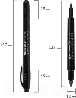 Набор маркеров Brauberg Duo / 880747 (10шт, черный)