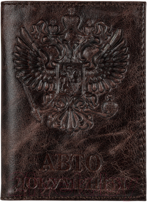 Обложка для автодокументов Brauberg 3D герб / 238195 (темно-коричневый)