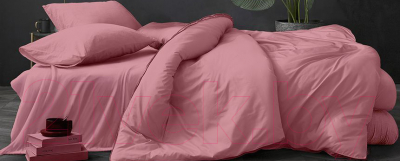 Комплект постельного белья LUXOR №15-1614 TPX 2.0 с европростыней (темно-розовый, поплин)