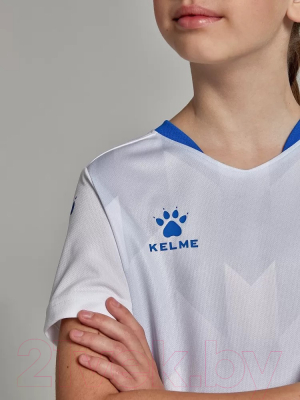 Футбольная форма Kelme Short-Sleeved Football Suit / 8251ZB3003-100 (р.130, белый/синий)