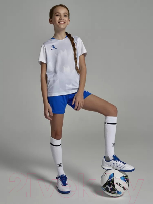 Футбольная форма Kelme Short-Sleeved Football Suit / 8251ZB3003-100 (р.130, белый/синий)