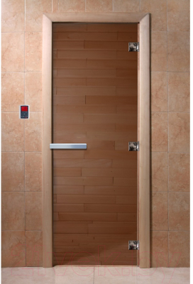 Стеклянная дверь для бани/сауны Doorwood 60x180 (бронза)