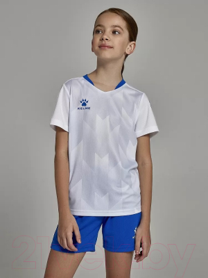 Футбольная форма Kelme Short-sleeved Football Suit / 8251ZB3003-100 (р.160, белый/синий)