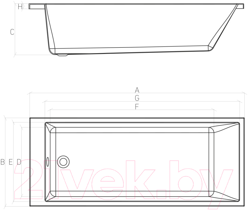 Ванна акриловая Bonito Home Grande 140x70 / BH-GR-205-140/St