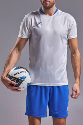 Футбольная форма Kelme Short-Sleeved Football Suit / 8251ZB1003-100 (3XL, белый/синий)