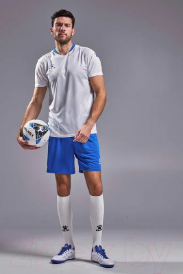 Футбольная форма Kelme Short-Sleeved Football Suit / 8251ZB1003-100 (4XL, белый/синий)