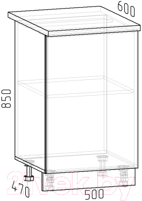 Шкаф-стол кухонный Интермебель Микс Топ ШСР 850-1-500 (белый премиум/сесамо)
