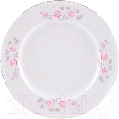 Тарелка закусочная (десертная) Cmielow i Chodziez Rococo/OMDZ23-Рококо-23 (бледная роза/линия платина)